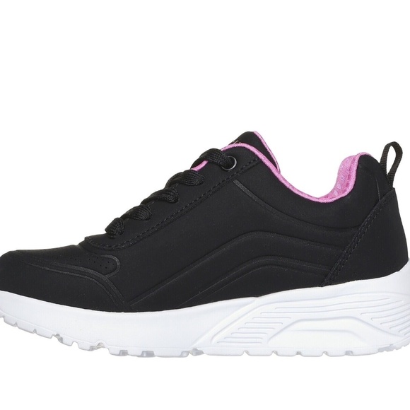 New Skechers UNO LITE EASY ZIP Sneaker Black/Pink Size US 13.5 Kids Shoes NIB - Picture 3 of 9